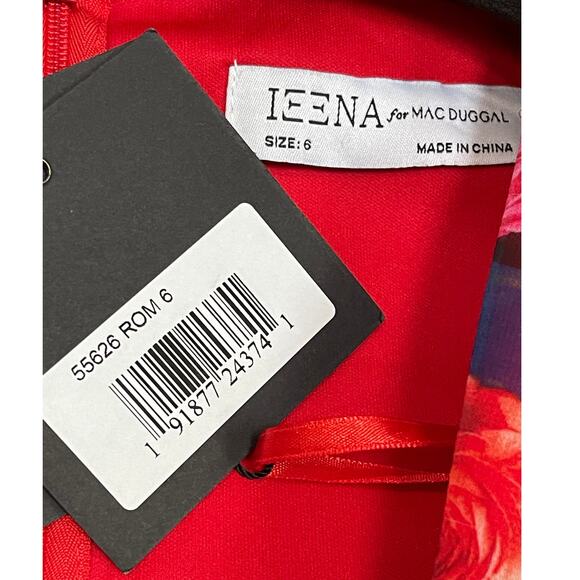 Mac Duggal NEW Size 6 Multicolor Floral Print Front Tie Midi Dress 55626 - Picture 7 of 8